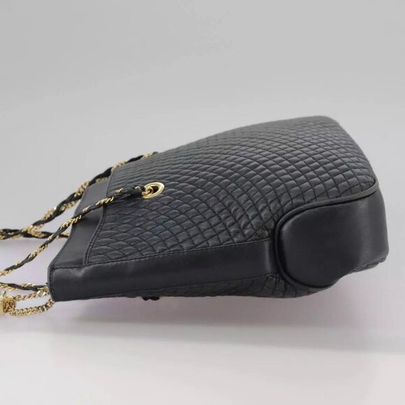 BALLY Chain Tote Bag Leather Black Gold Auth - Picture 11 of 16